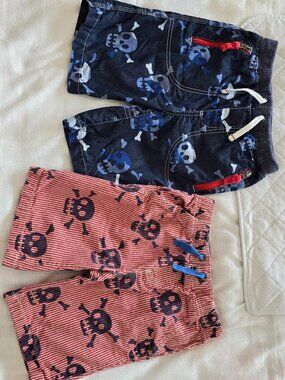 8Y Mini Boden Boys Vacation Shorts - Skulls in Red, Blue, White